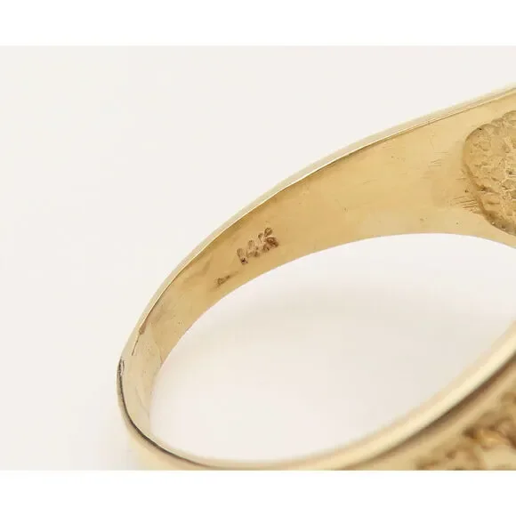 14K GOLD Vintage Good Luck Horseshoe Round Cut Diamonds Ring Sz 10 GR663